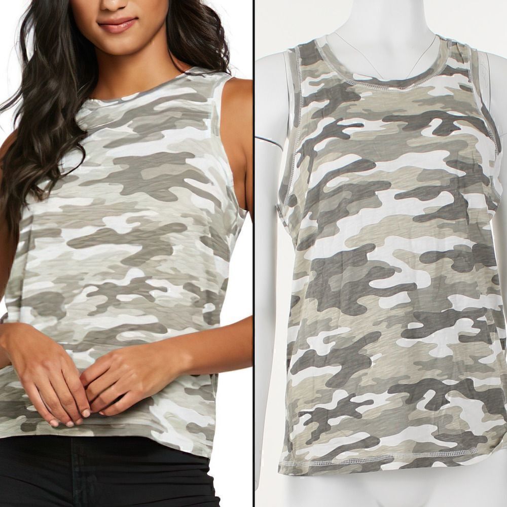 Chaser Crewneck Camo-Print Sleeveless Top